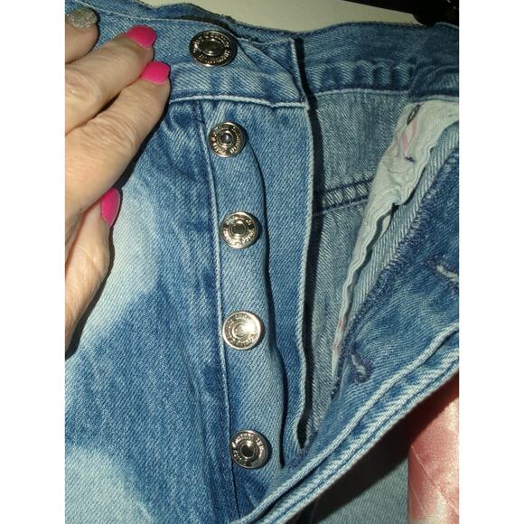 Juicy Couture Y2K Indigo Tie-Dye Relaxed Fit Straight Leg Jeans Size 27 NWOT - Picture 3 of 4